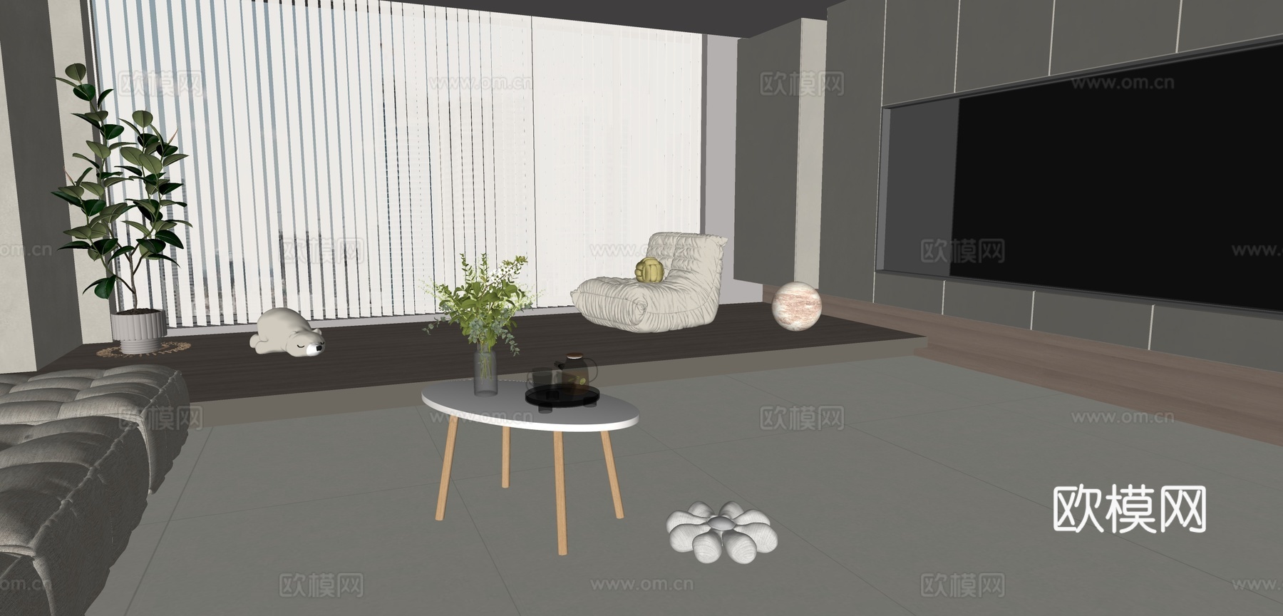 家装 客厅su模型