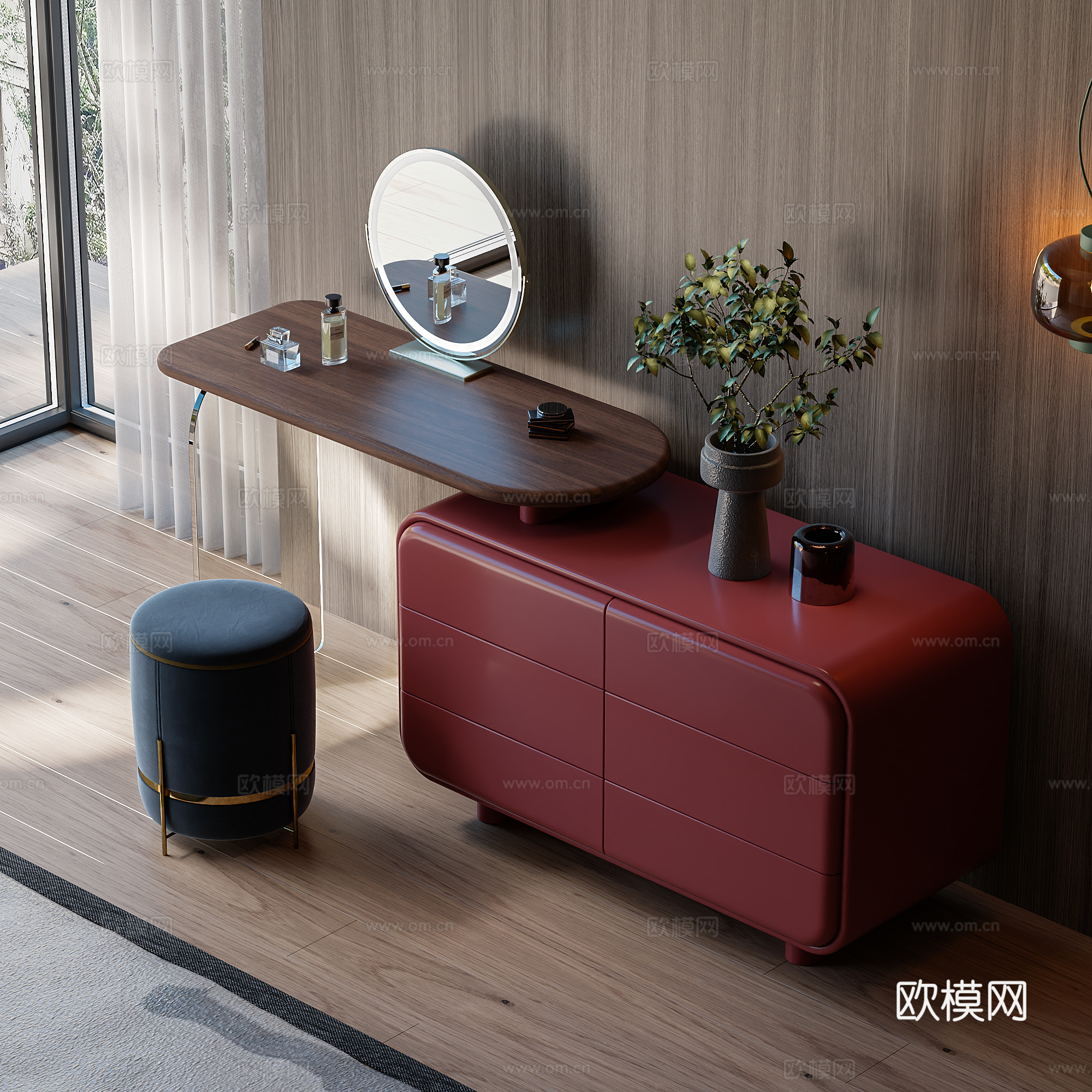 中古风梳妆台 化妆桌3d模型