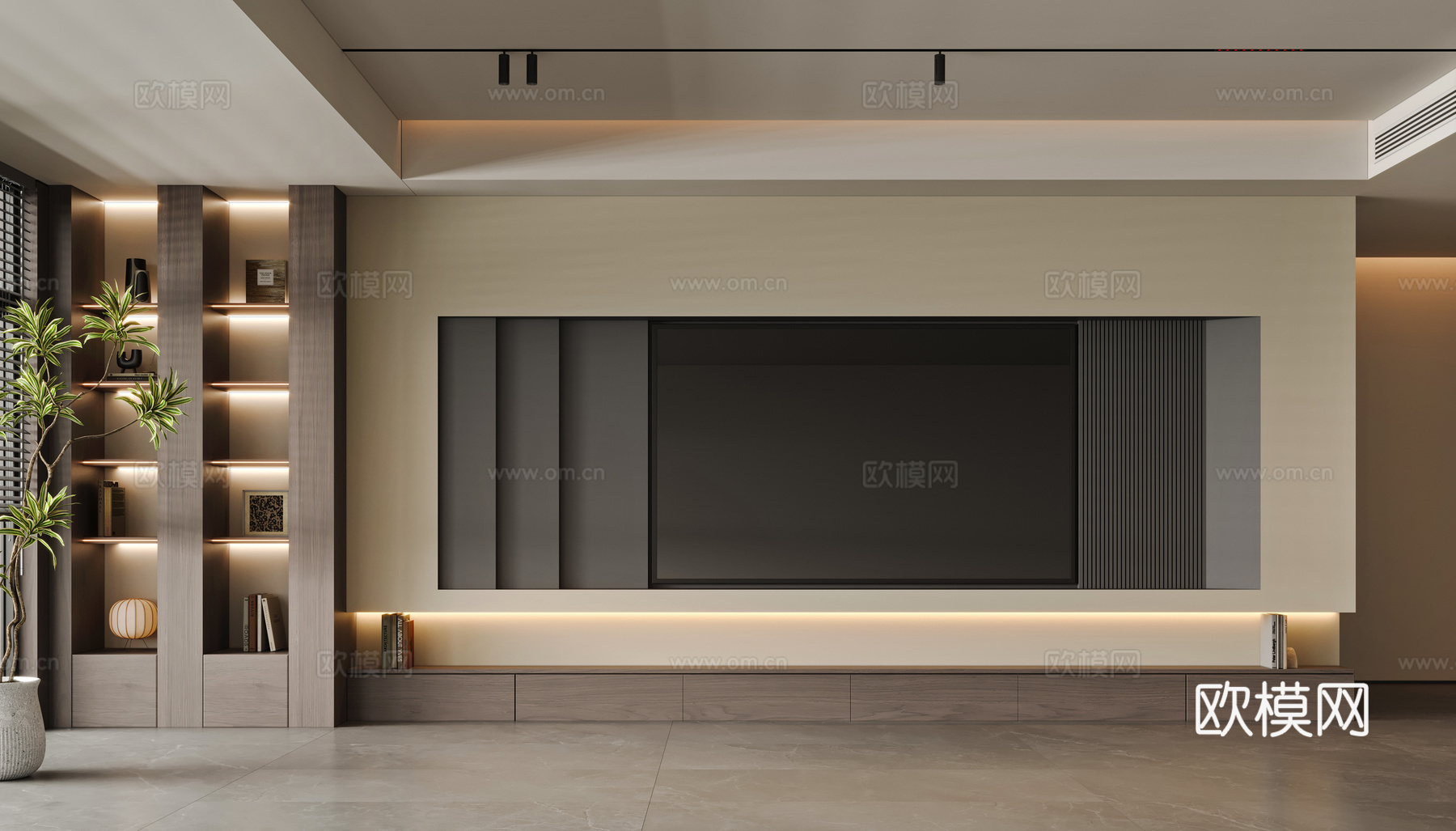 现代电视墙3d模型