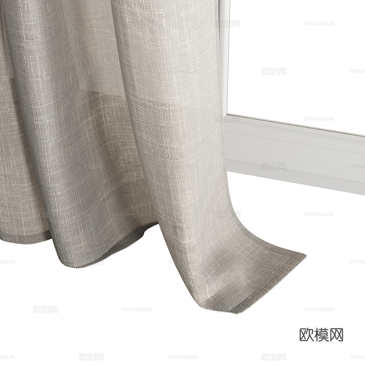 新中式侘寂棉麻布艺窗帘3d模型