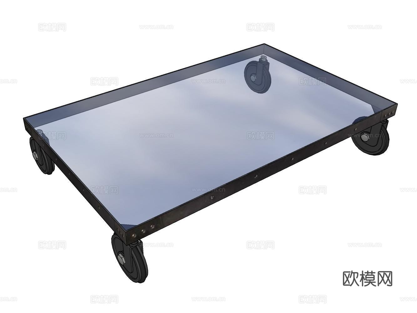 玻璃茶几su模型