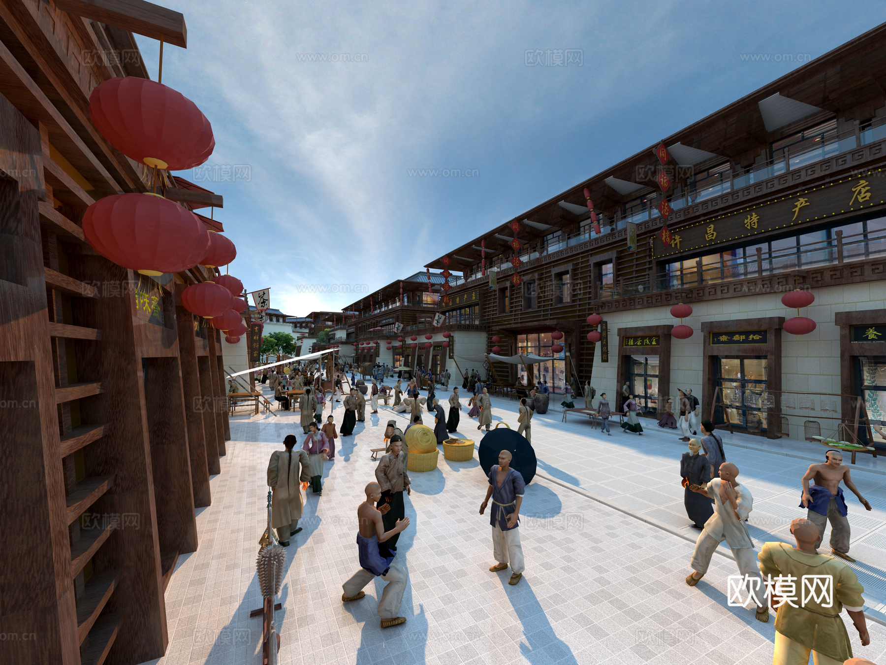 古建 商业街 小镇 中式建筑 古镇免费3d模型