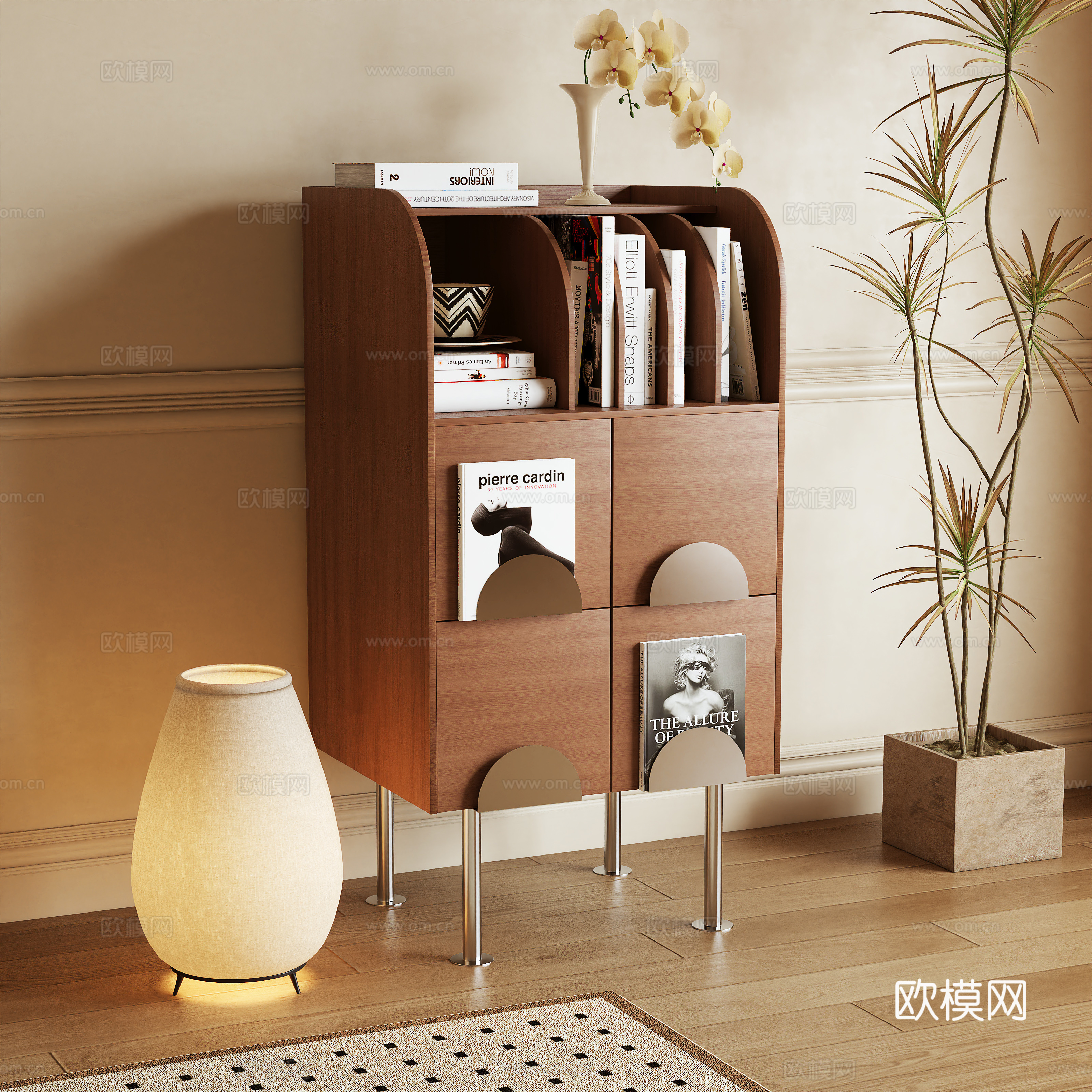 原木风斗柜 边柜 储物柜3d模型