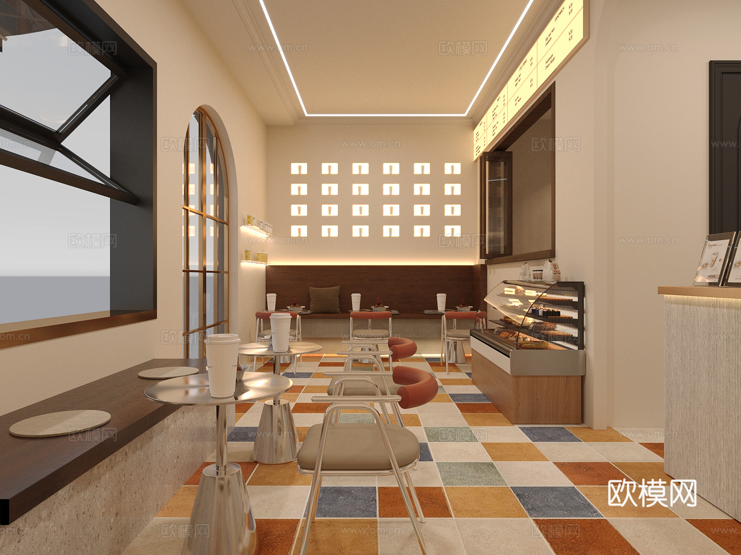 侘寂面包店 甜品店 蛋糕店 餐桌椅组合3d模型