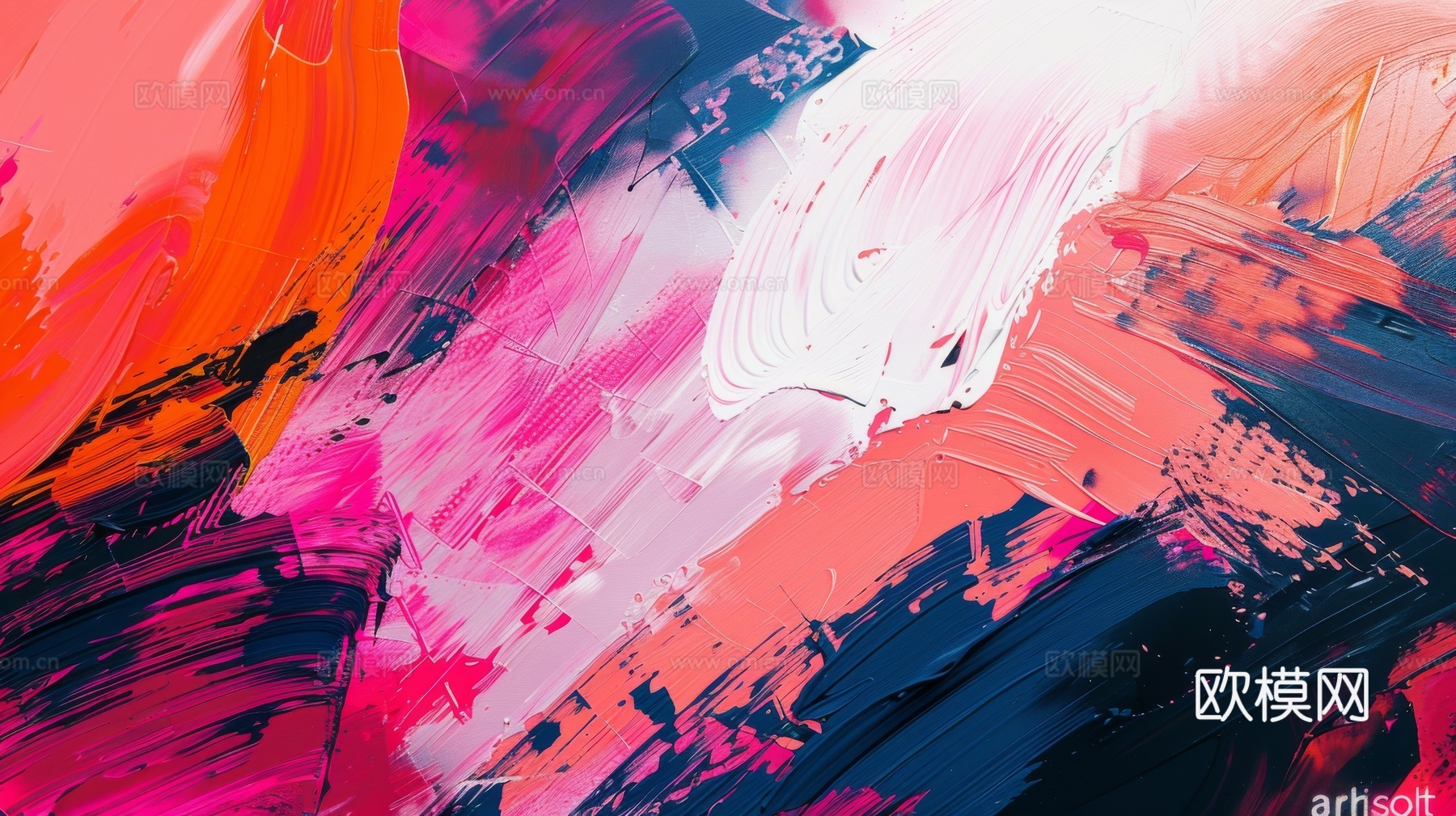 3D立体肌理油画涂抹背景壁纸下载（渲染图3）