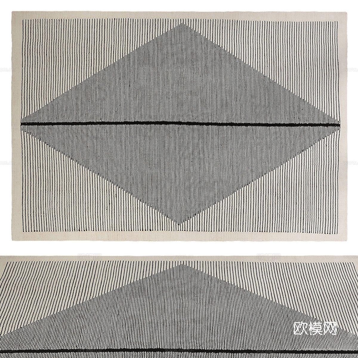 新中式布艺地毯3d模型