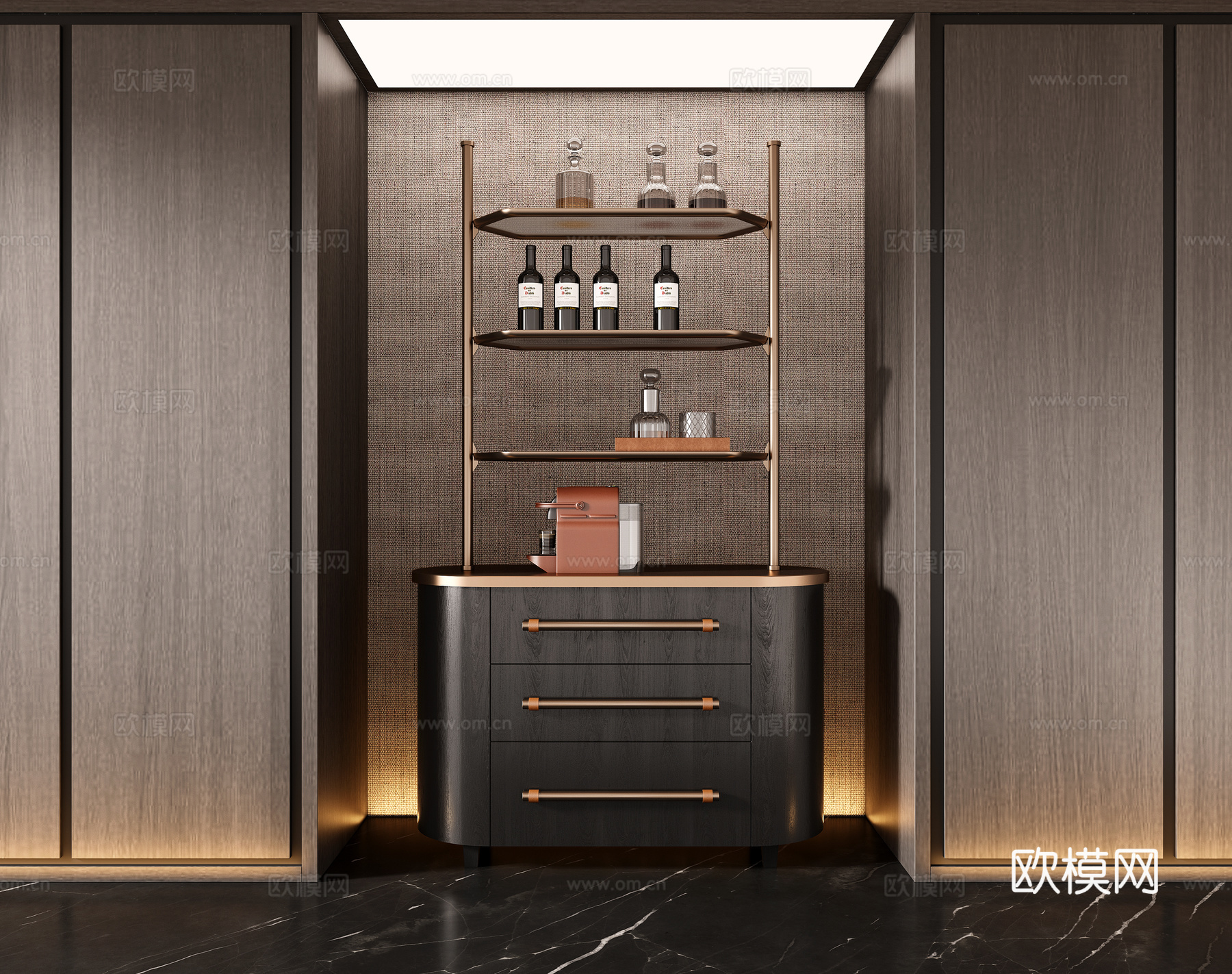 现代轻奢酒柜 成品酒柜 迷你吧酒柜 红酒柜 酒架su模型