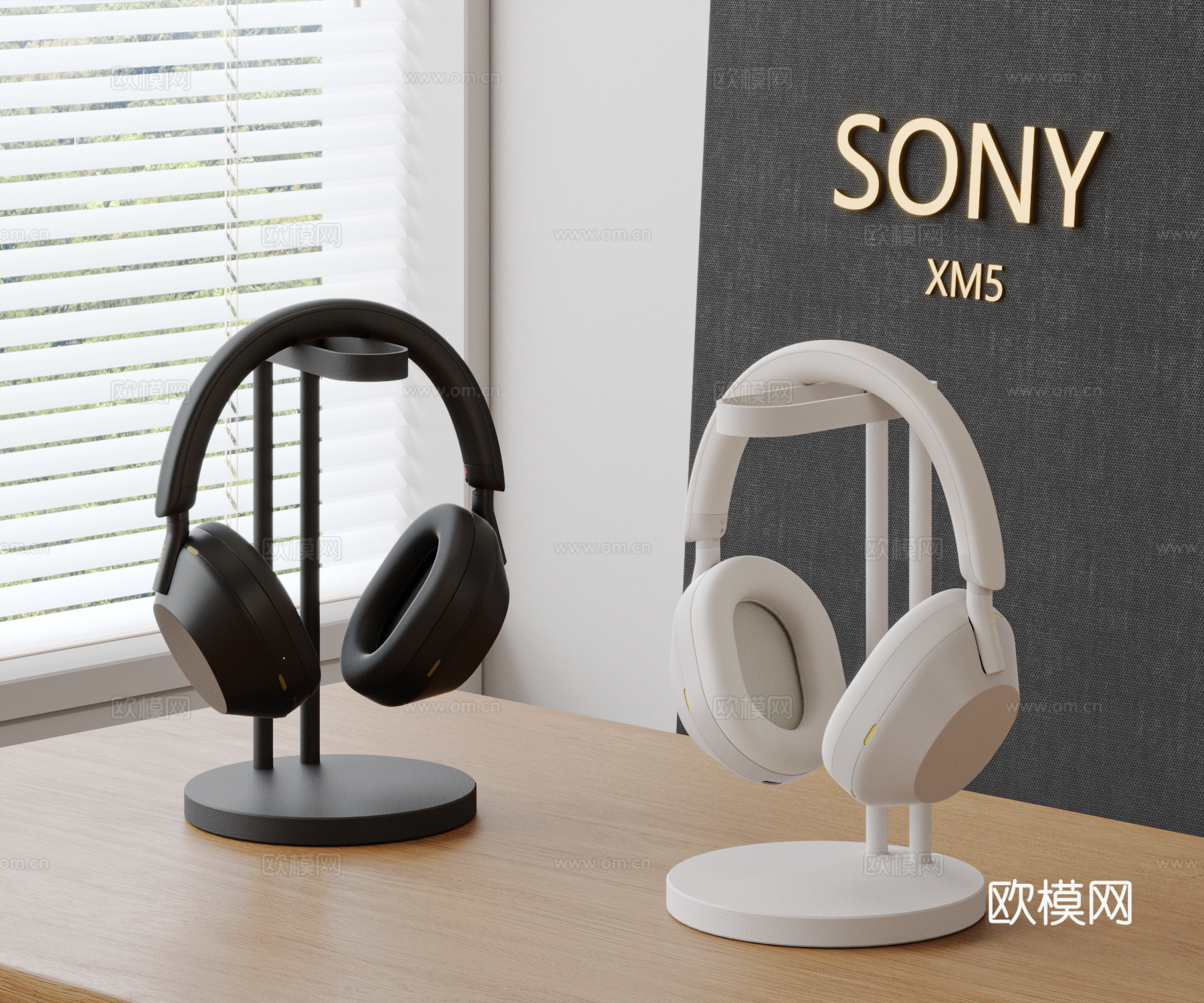 现代耳机组合 SONY 头戴耳机 索尼耳机 蓝牙耳机su模型