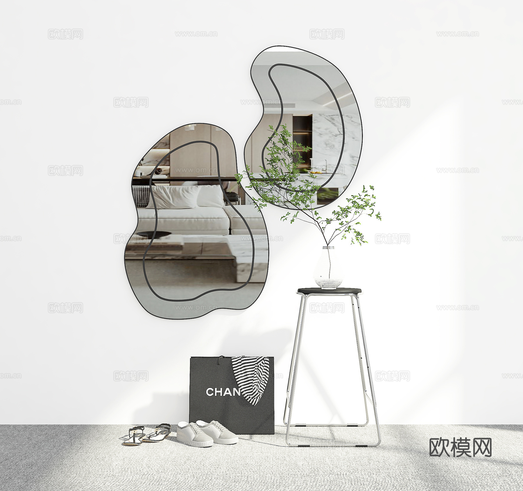 现代挂镜3d模型