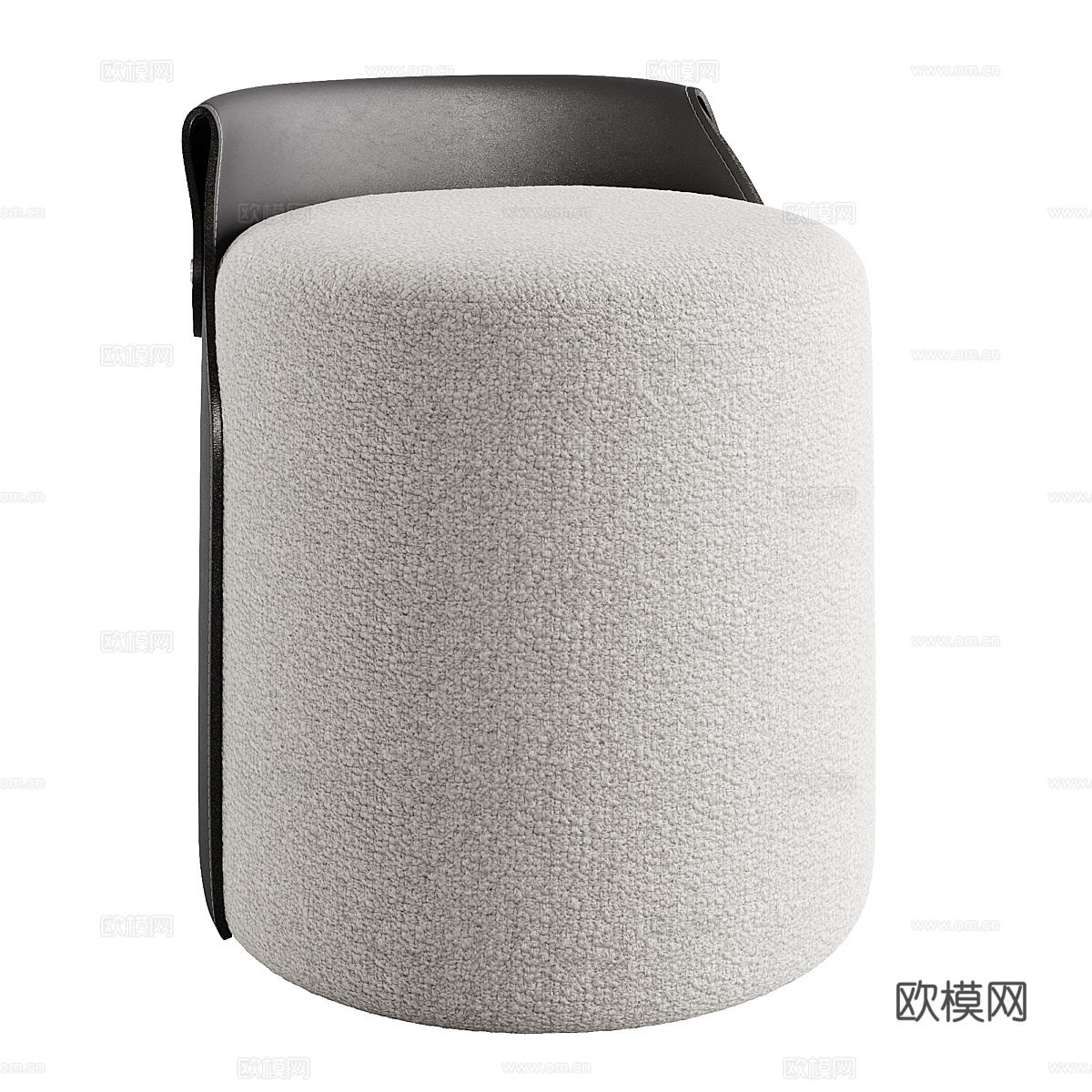 现代意式墙饰皮革布艺圆凳3d模型