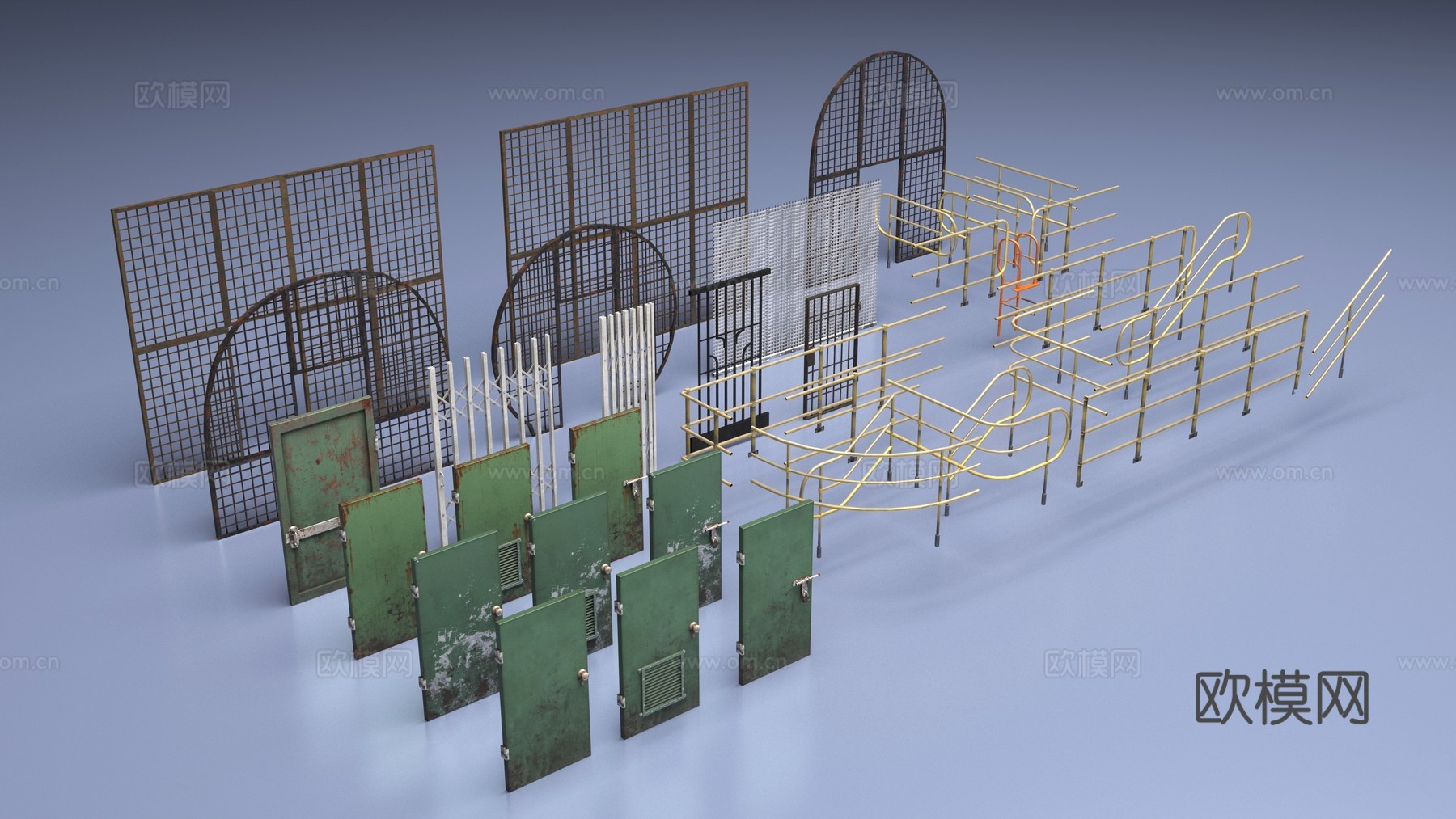 栏杆铁门栅栏3d模型