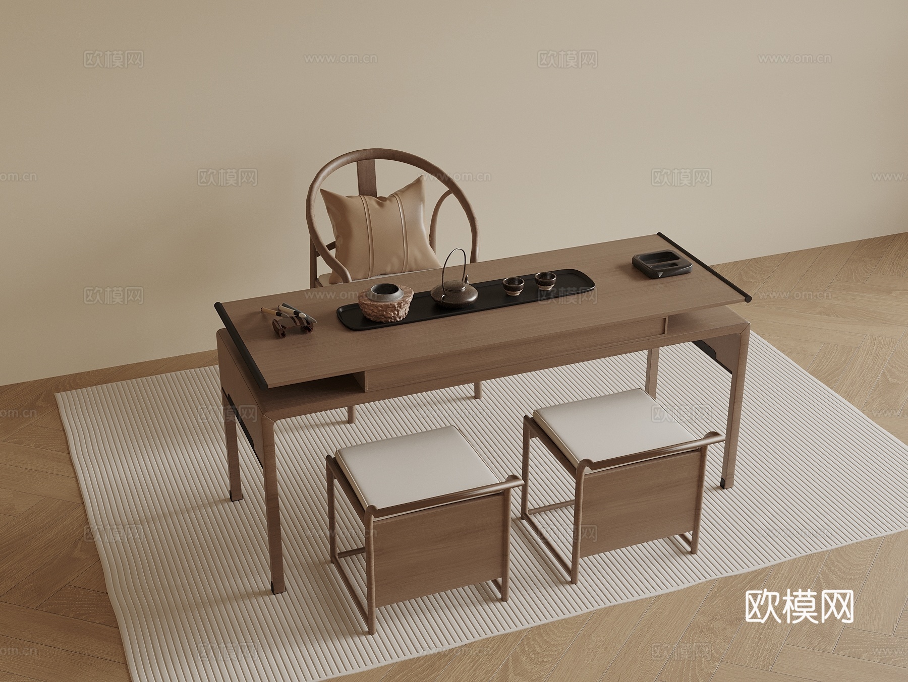 新中式茶桌椅 小茶桌3d模型