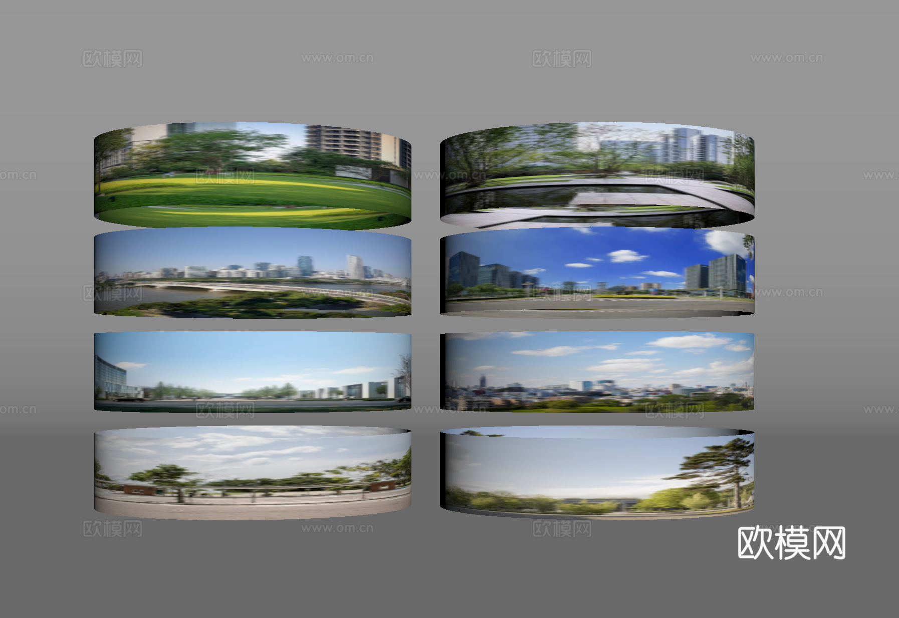环绕背景 城市背景 绿植背景 森林外景 外景景观su模型