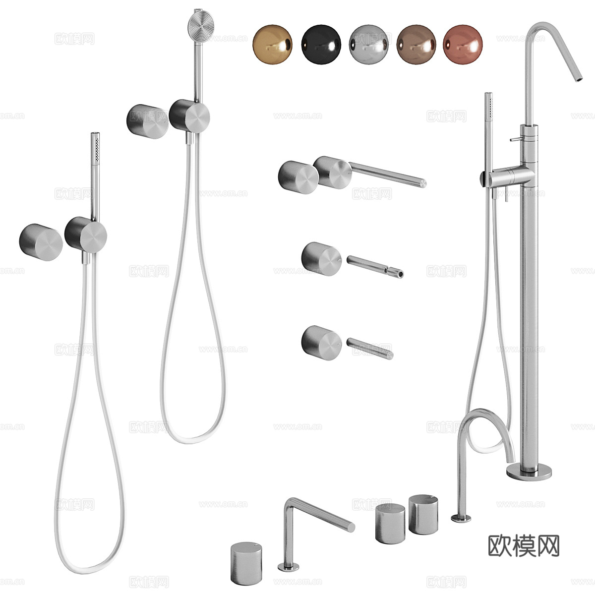 现代意式极简淋浴花洒3d模型