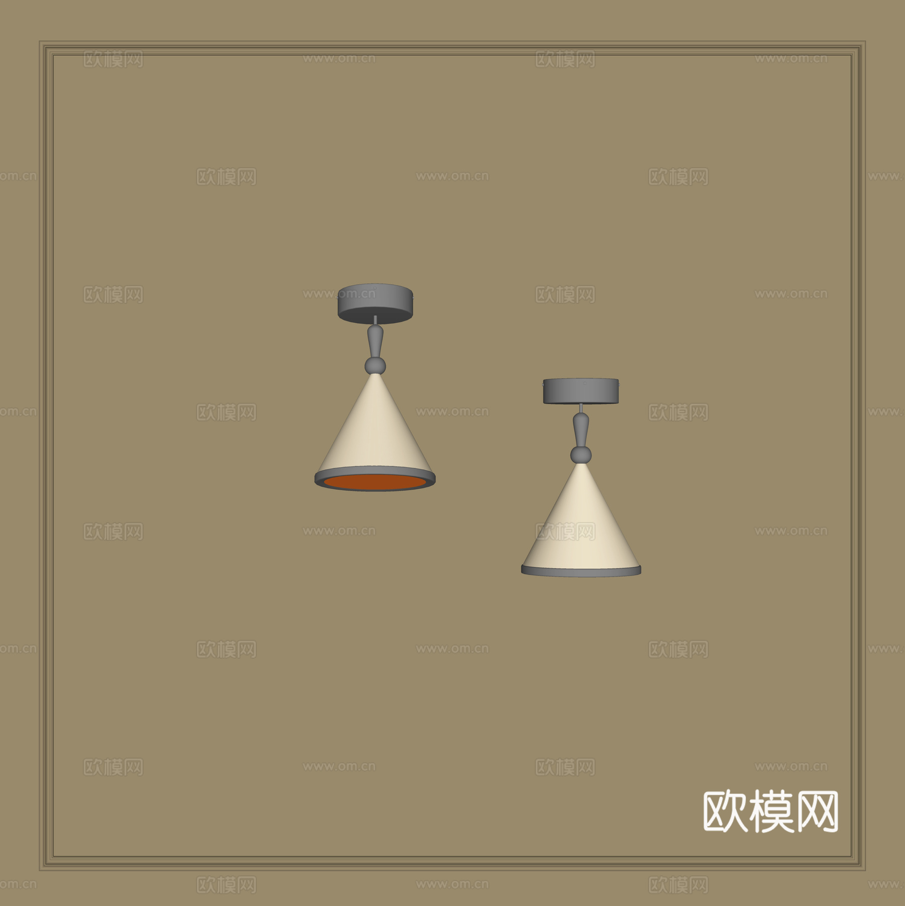 包豪斯奶油吸顶灯su模型下载（渲染图2）