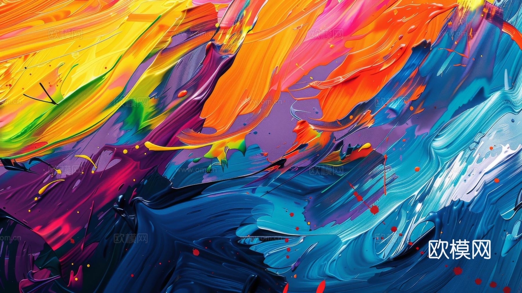 3D立体肌理油画涂抹背景壁纸下载（渲染图5）