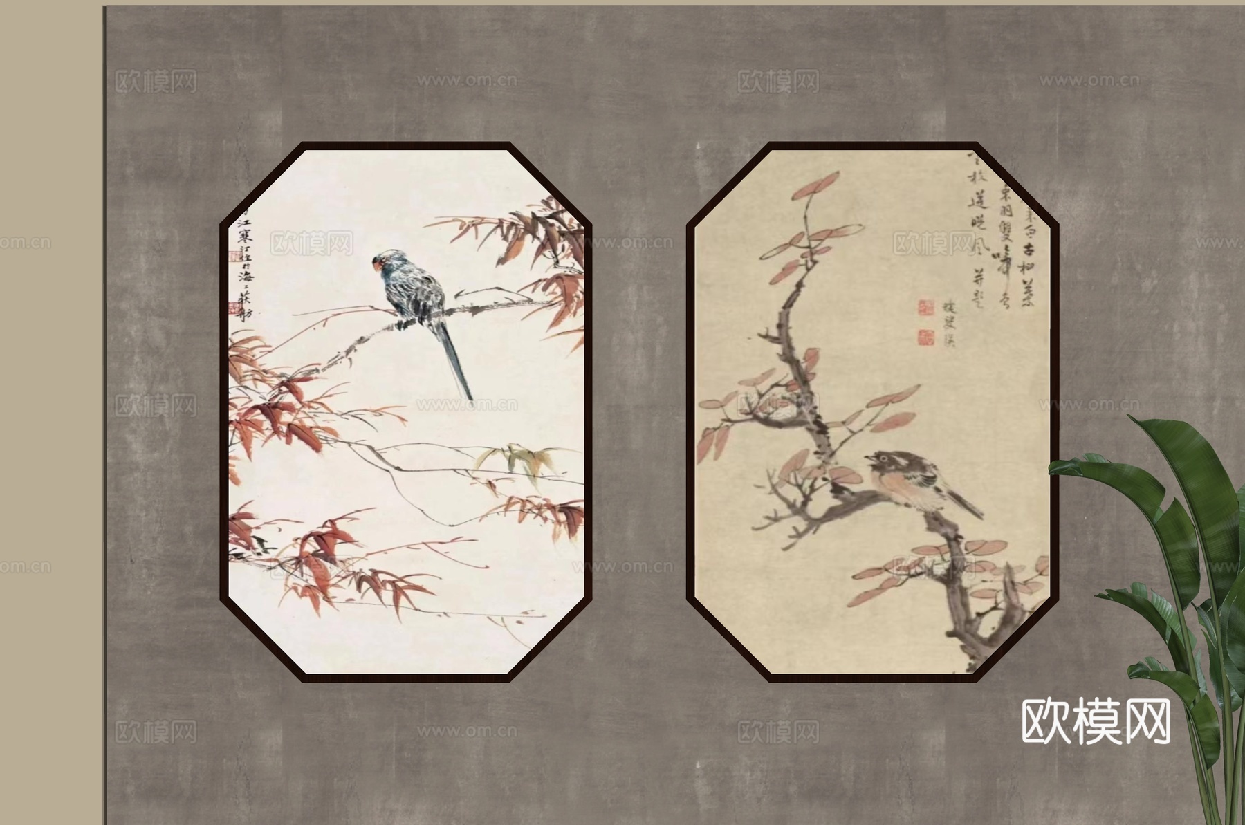 新中式挂画su模型