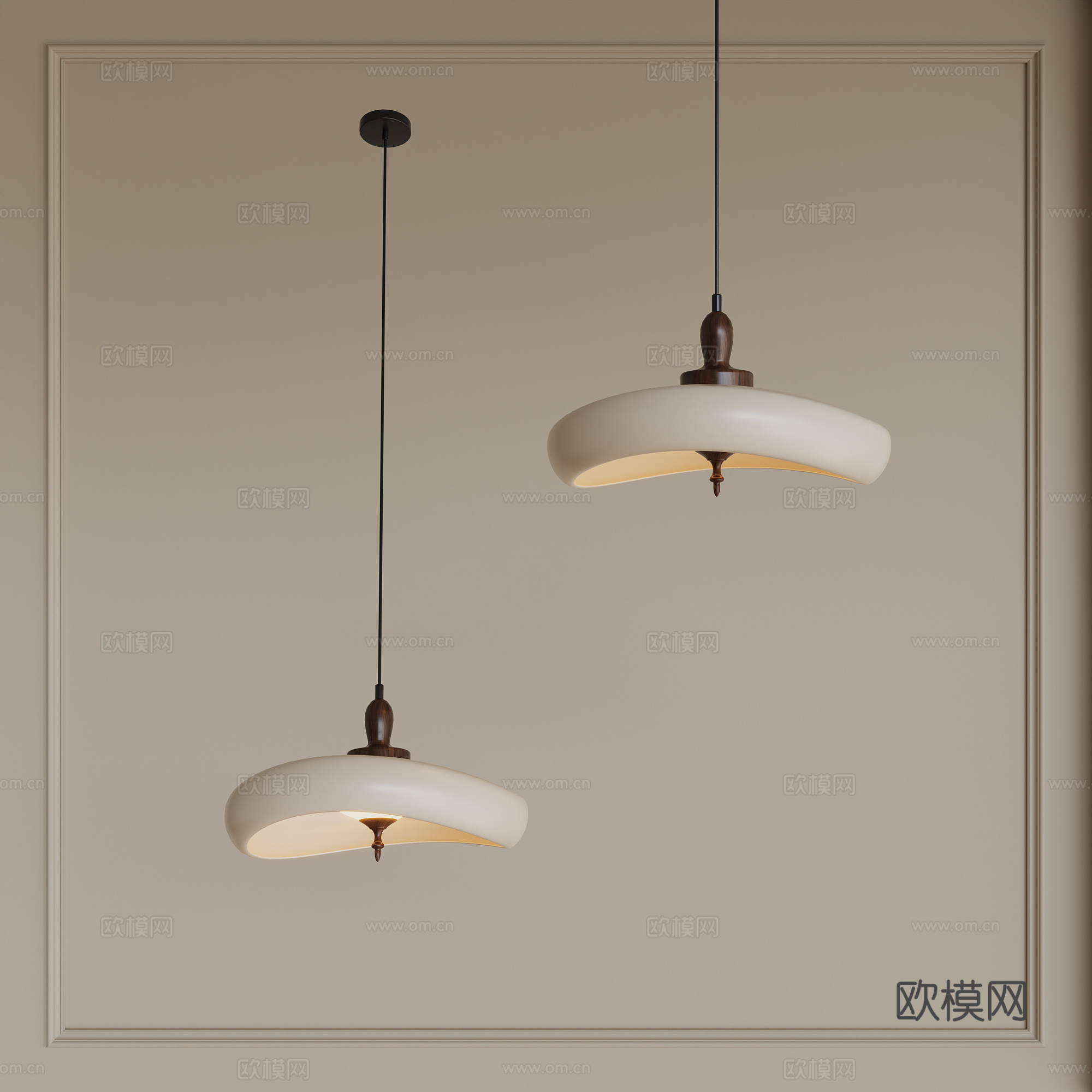 贝汐帽吊灯中古奶油风su模型