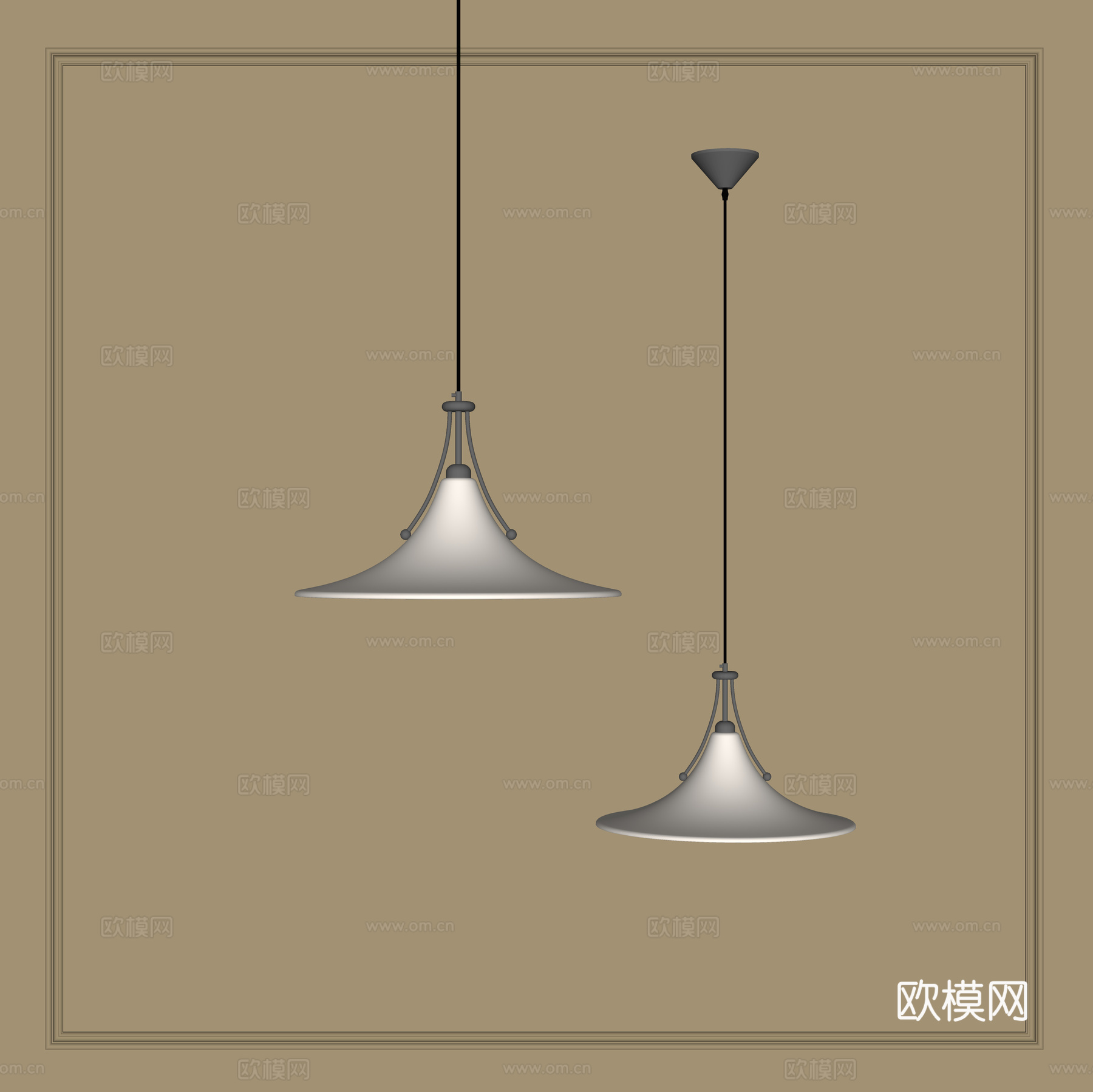 中古包豪斯玉兰玻璃吊灯su模型