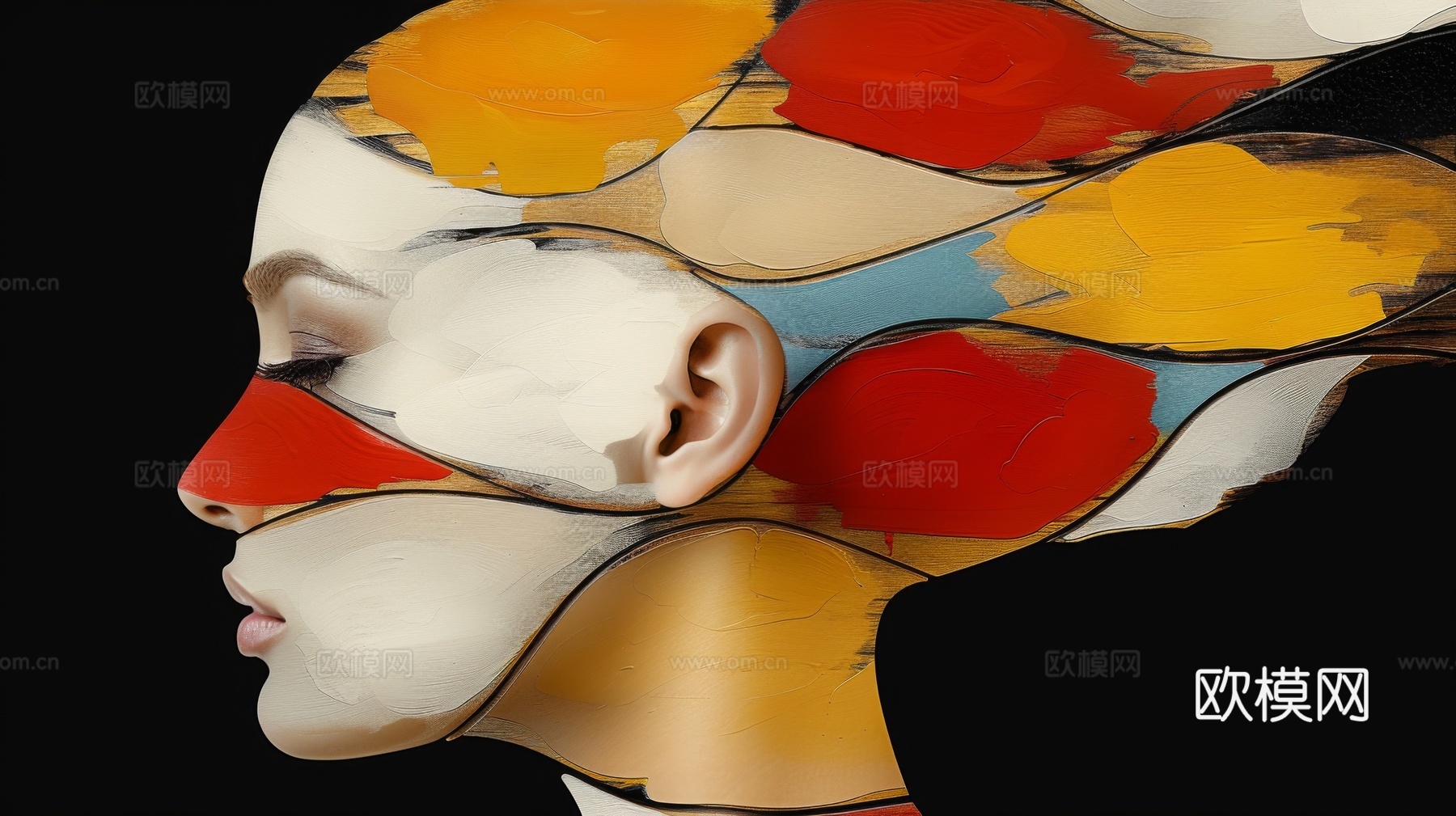 3D立体肌理油画涂抹背景壁纸下载（渲染图1）