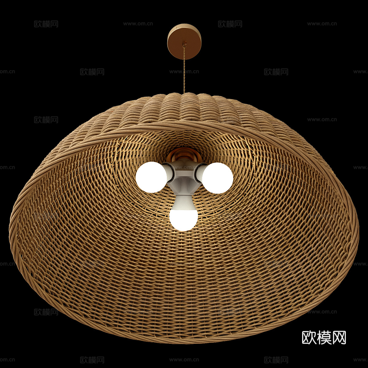 新中式藤编装饰吊灯3d模型