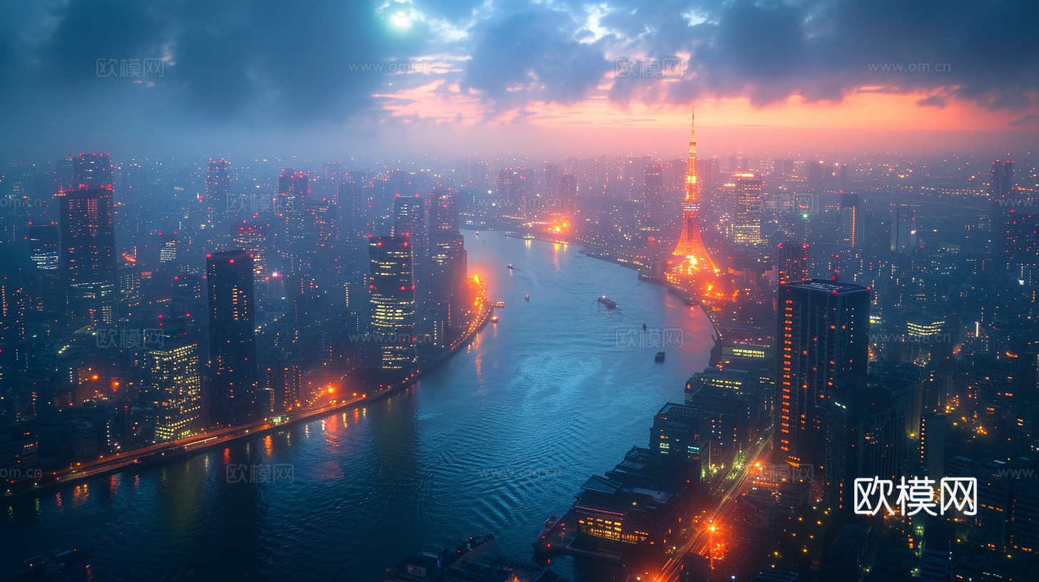 夜晚都市外景下载（渲染图2）