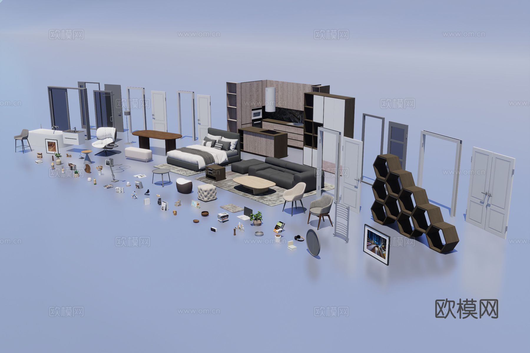 现代室内家具及装饰品3d模型