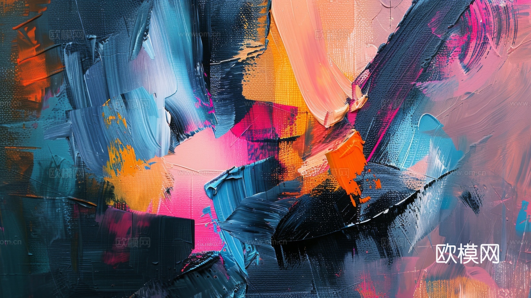 3D立体肌理油画涂抹背景壁纸下载（渲染图1）