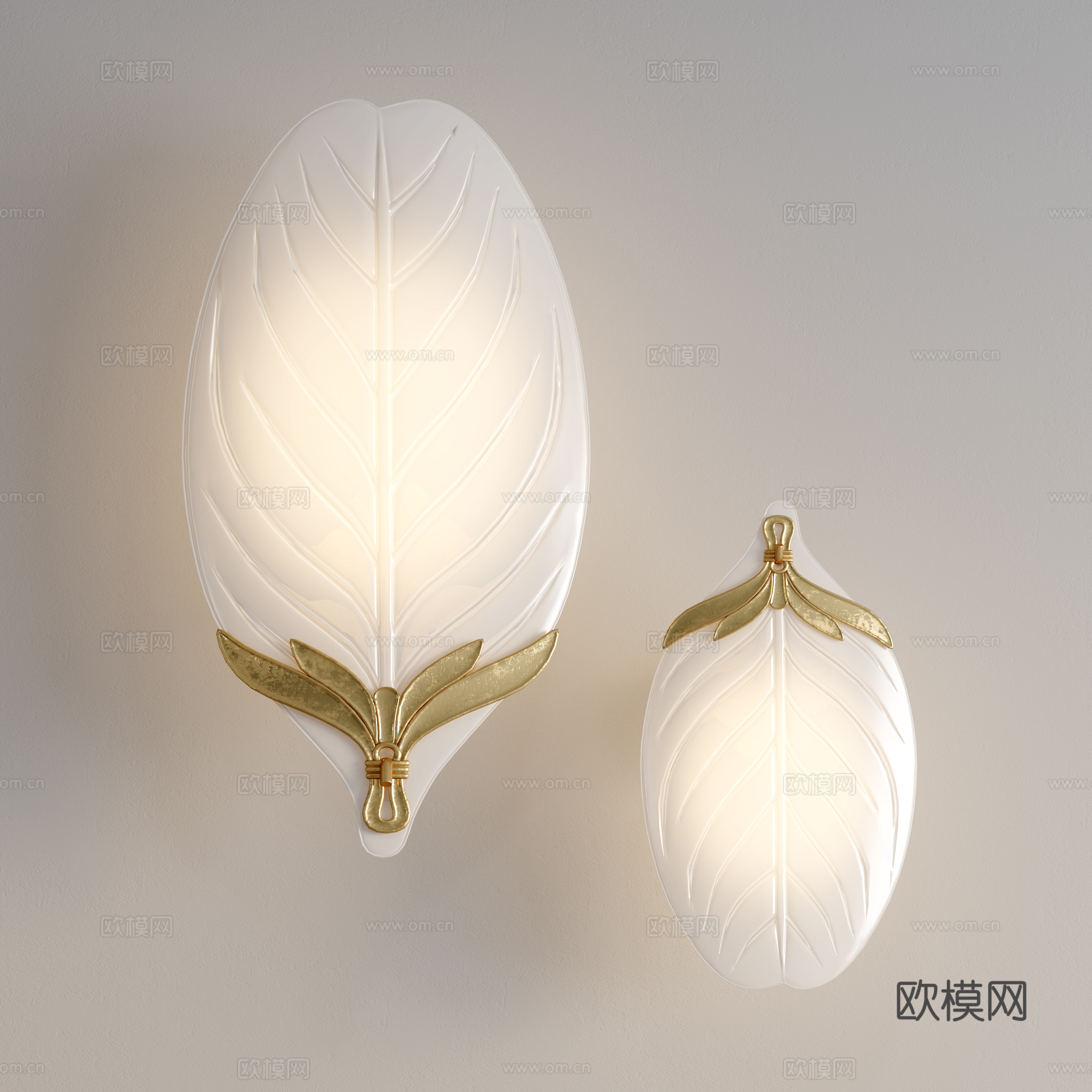 法式壁灯 玻璃壁灯 树叶壁灯su模型