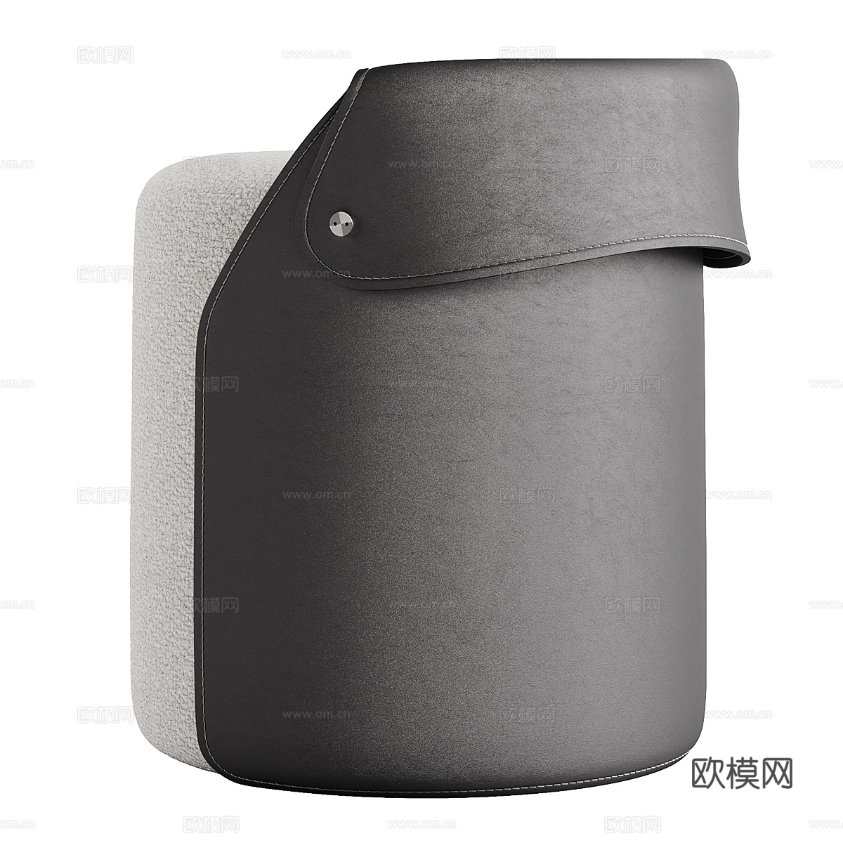 现代意式墙饰皮革布艺圆凳3d模型