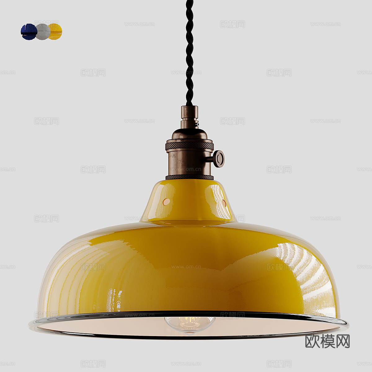 美式圆盘装饰吊灯3d模型