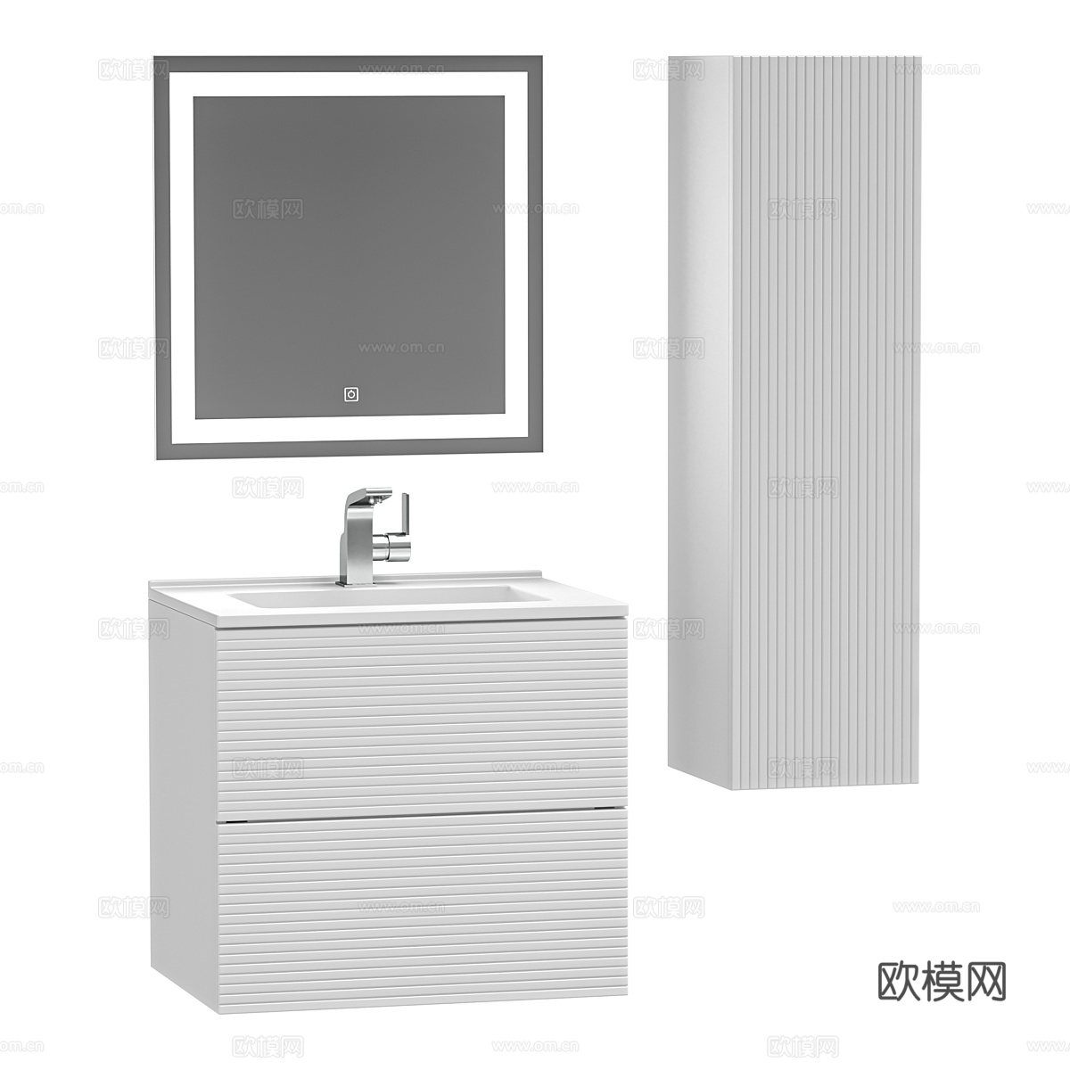 现代浴室柜 台盆柜 镜柜3d模型