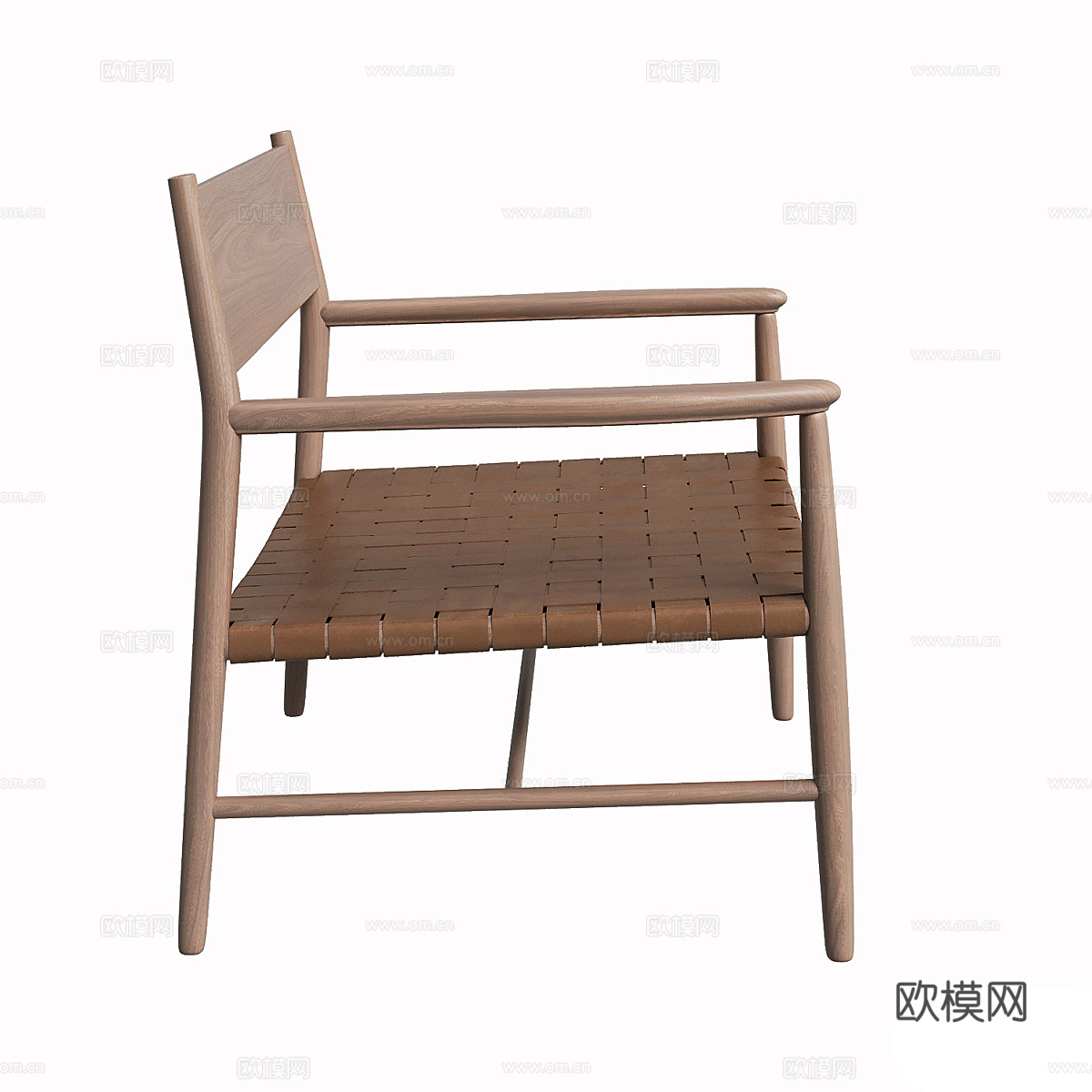 新中式木质藤编休闲椅3d模型