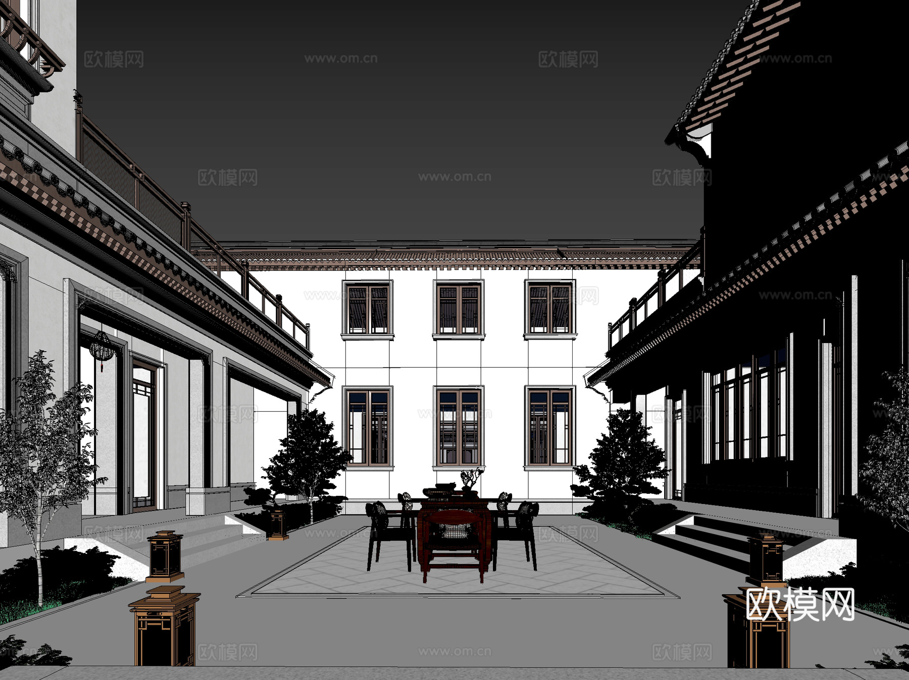 古建 中式建筑 民宿 小镇3d模型