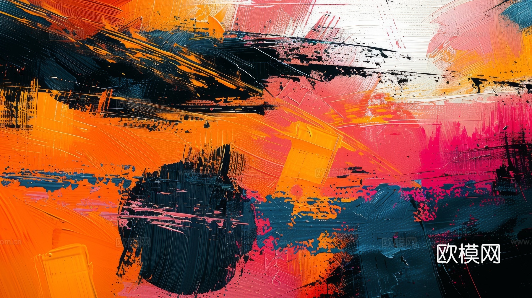 3D立体肌理油画涂抹背景壁纸下载（渲染图4）