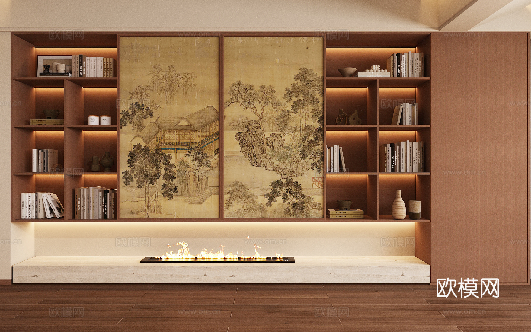新中式禅意茶柜 茶叶展示柜 茶叶 茶壶 茶叶店展示柜 茶室柜3d模型