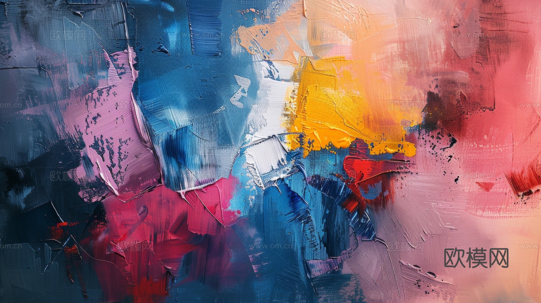 3D立体肌理油画涂抹背景壁纸下载（渲染图7）