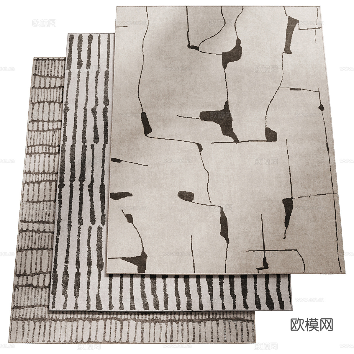 新中式布艺地毯3d模型