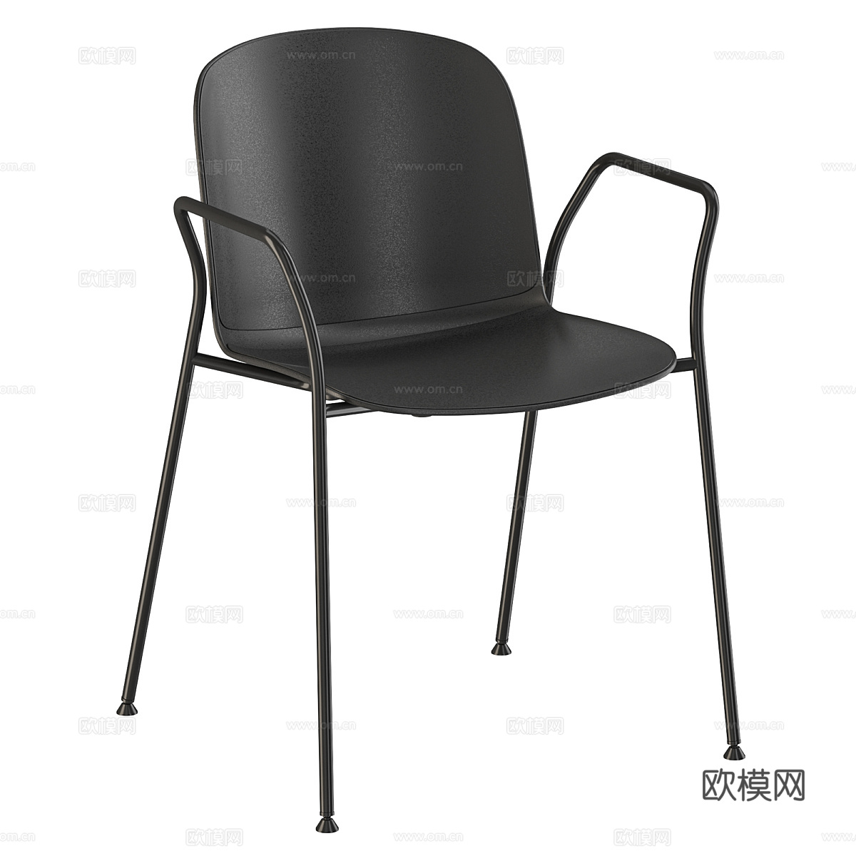 现代意式极简不锈钢皮革餐椅3d模型