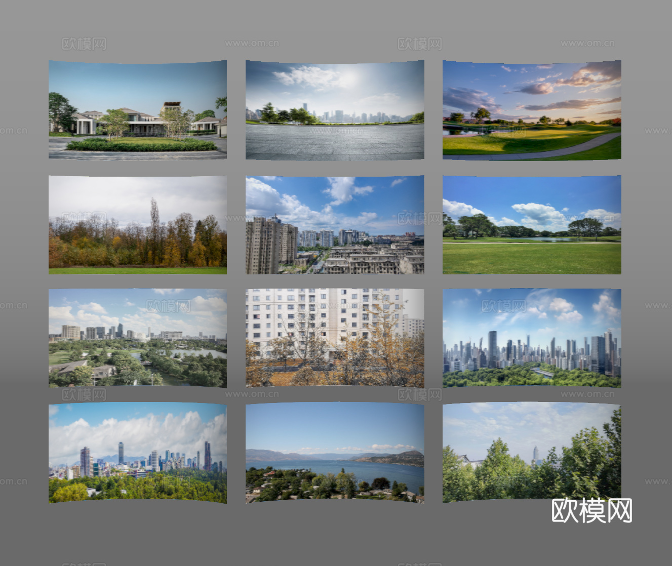 环绕背景 城市背景 绿植背景 森林外景 外景景观su模型