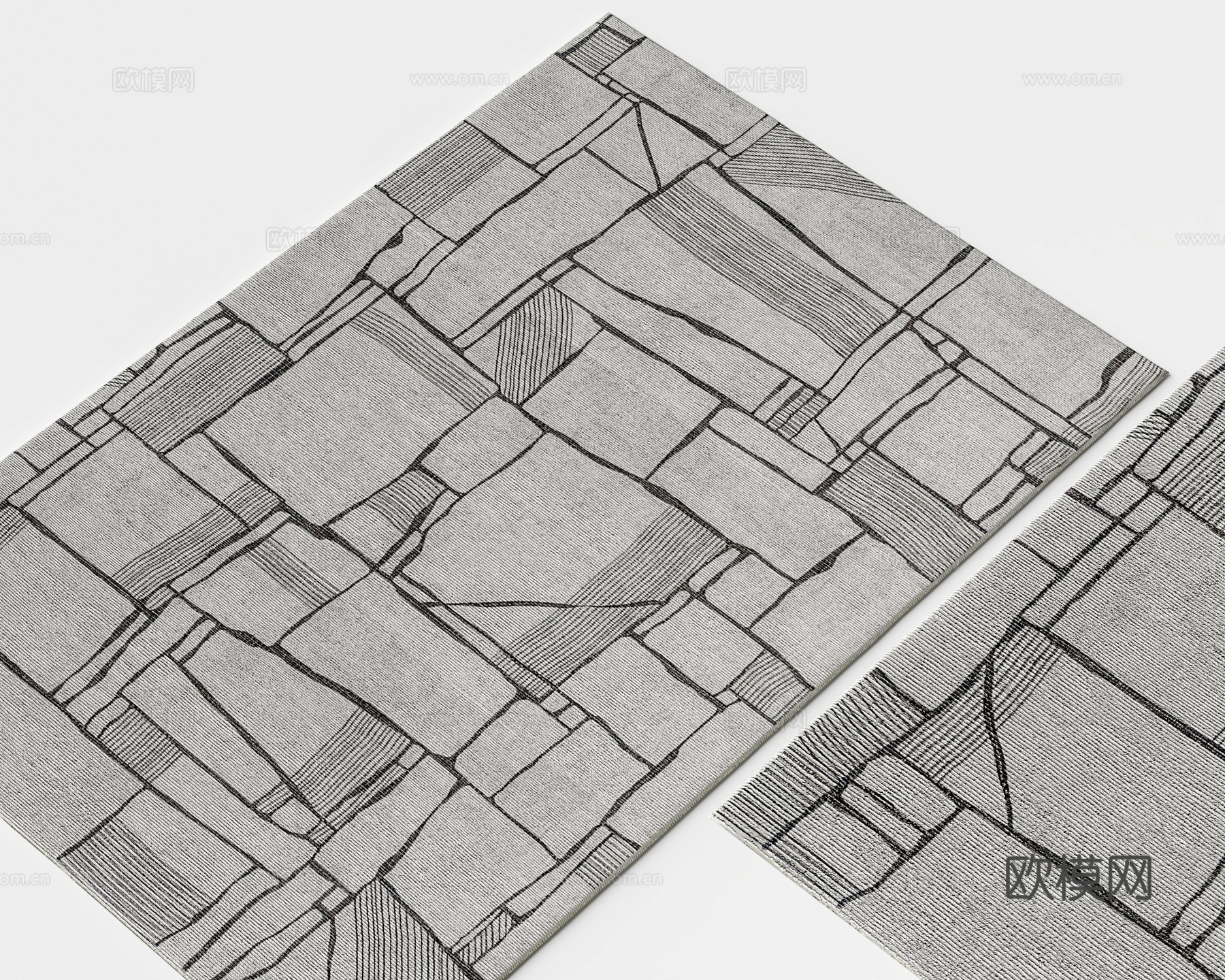 现代地毯 长方形地毯 客厅地毯 印花地毯 布艺地毯3d模型