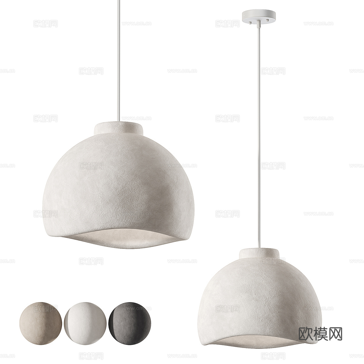 新中式侘寂陶制吊灯 铃铛吊灯 树脂吊灯3d模型