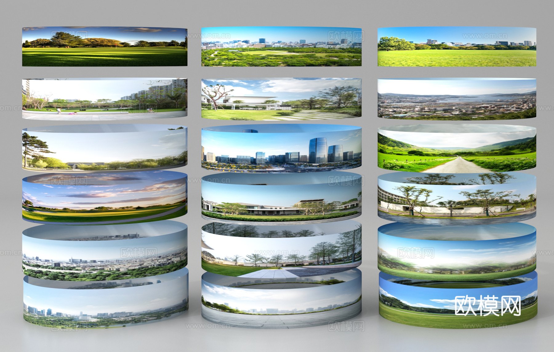 环绕背景 城市背景 绿植背景 森林外景 外景景观3d模型