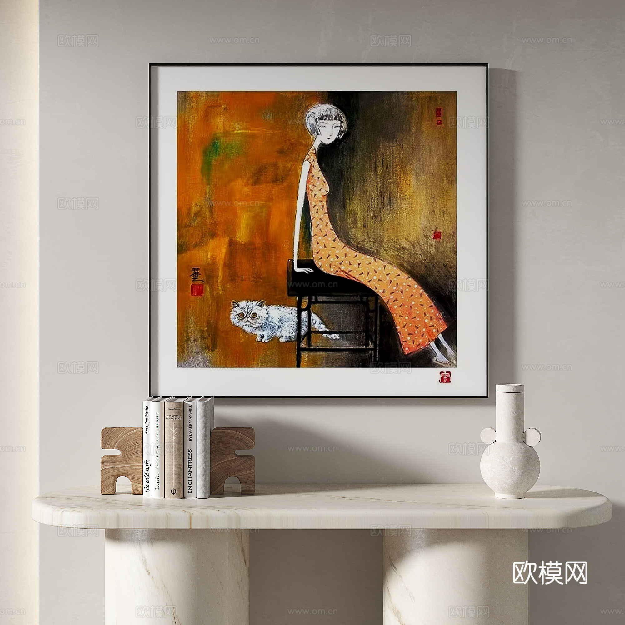 现代，简约，抽象，复古，中古，轻奢，装饰画3d模型