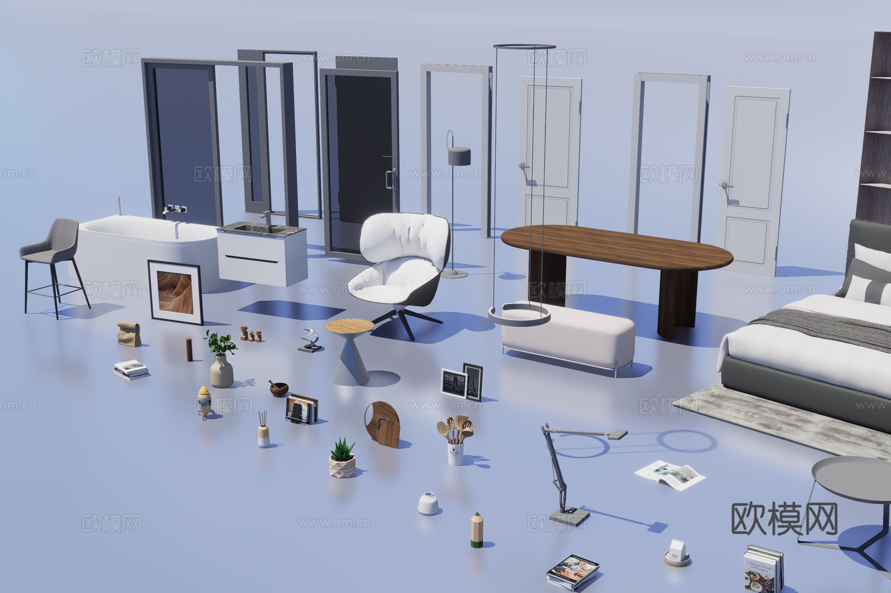 现代室内家具及装饰品3d模型