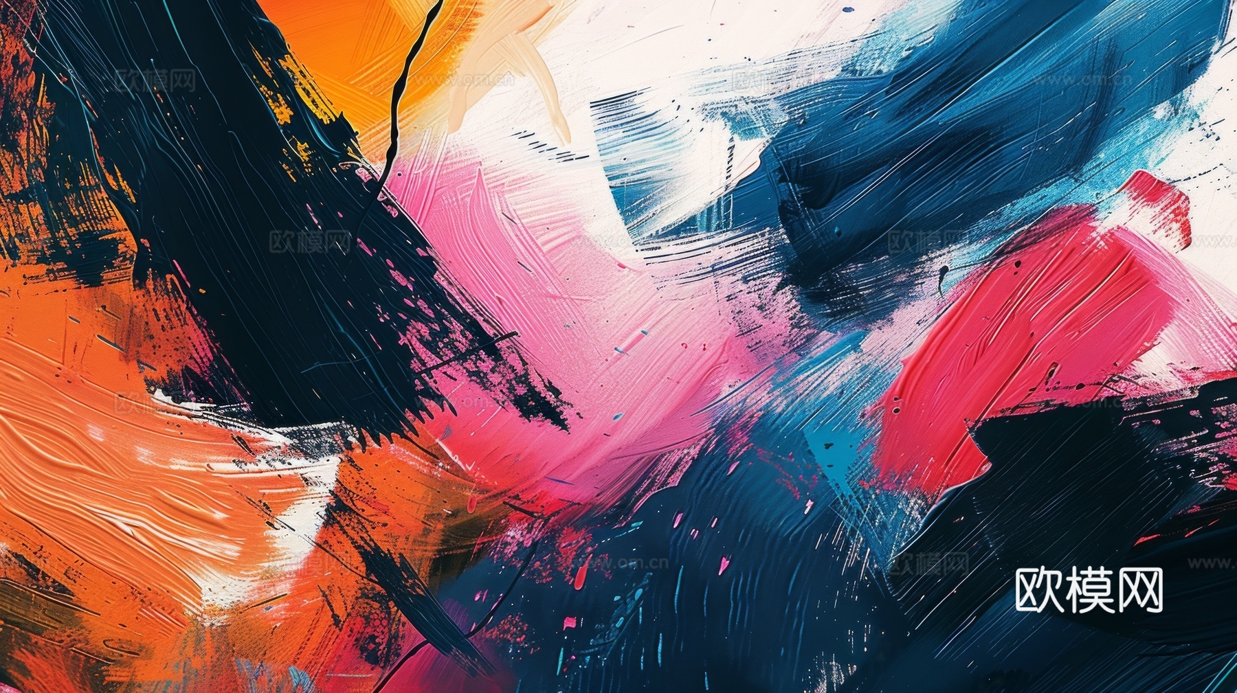 3D立体肌理油画涂抹背景壁纸下载（渲染图1）