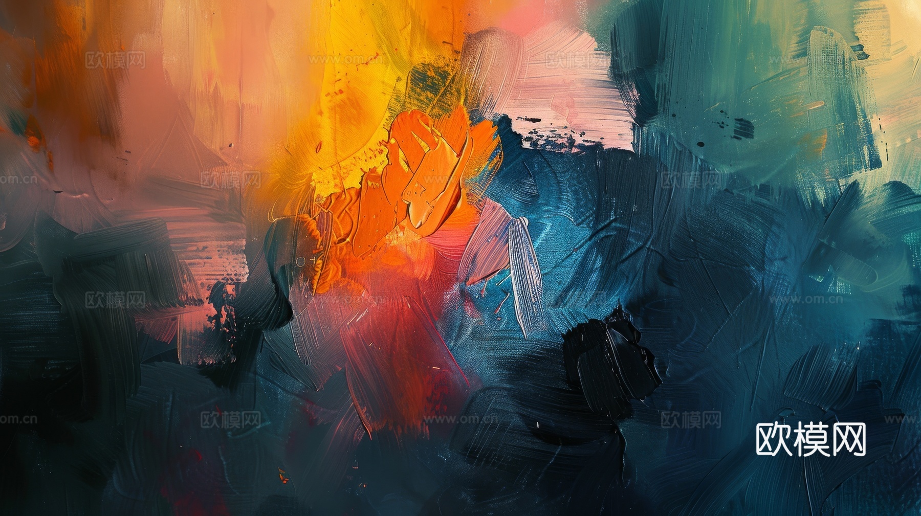 3D立体肌理油画涂抹背景壁纸下载（渲染图3）