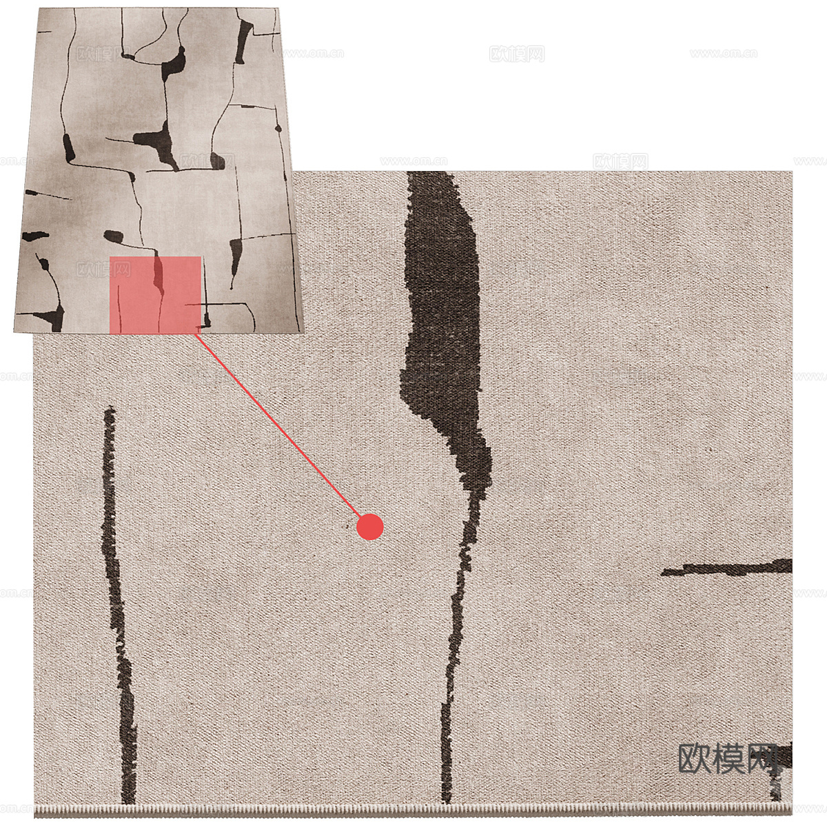 新中式布艺地毯3d模型