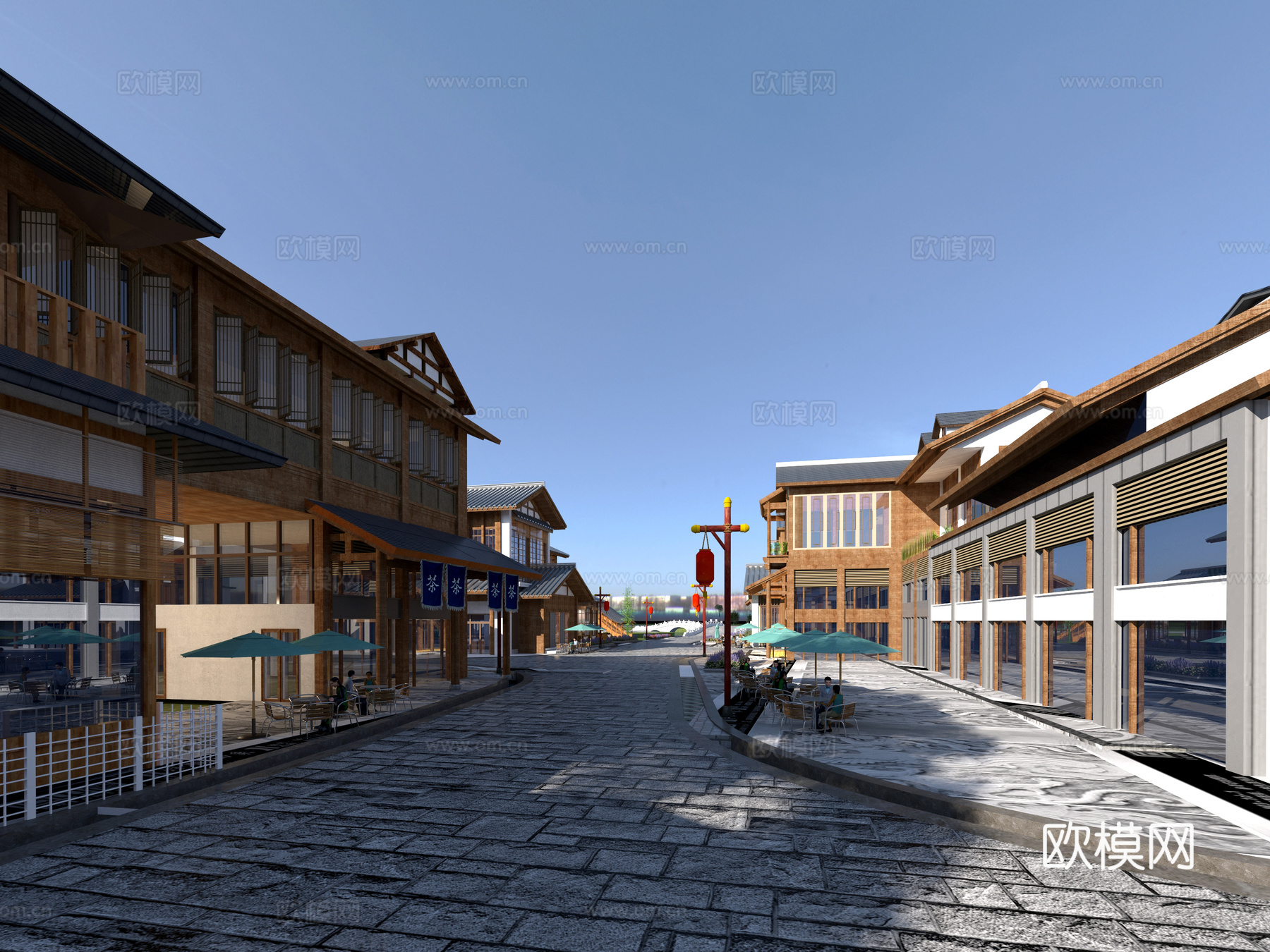 古建 民宿 商业街 中式建筑 小镇 江南 水乡3d模型