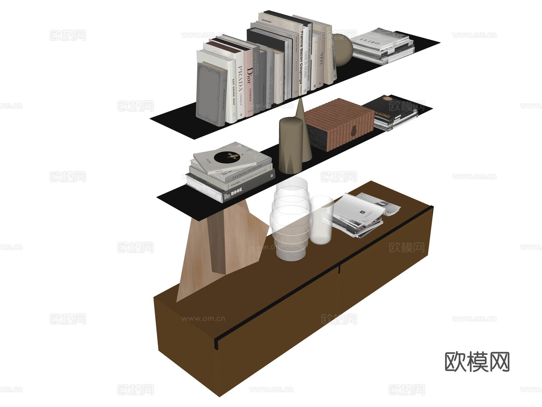 minotti 现代书架 书籍 书本 装饰摆件su模型